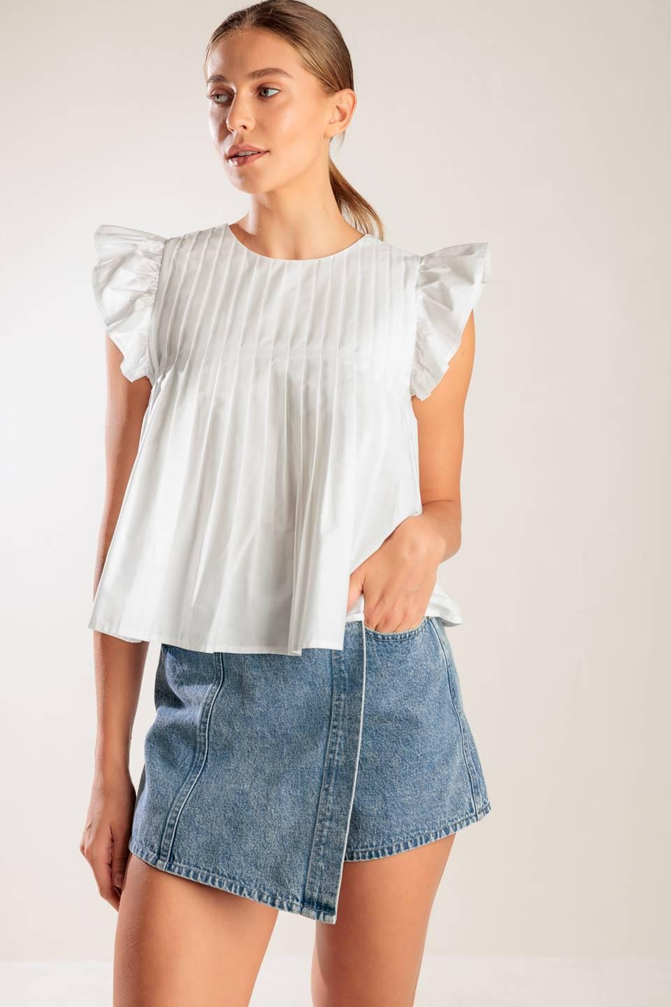 Memories in Focus White Woven Top, view 6 — Soul Flow Apparel
