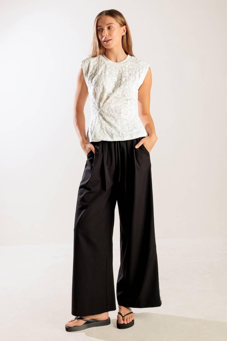 Hidden Smiles White Woven Lace Top, view 1 — Soul Flow Apparel