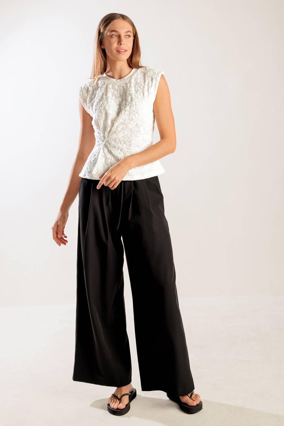 Hidden Smiles White Woven Lace Top, view 3 — Soul Flow Apparel