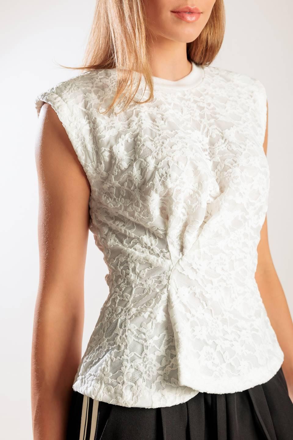 Hidden Smiles White Woven Lace Top, view 7 — Soul Flow Apparel