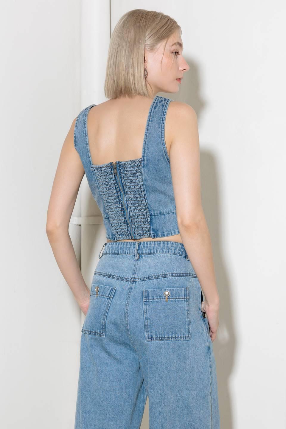 Ever So Sweet Light Indigo Denim Top, view 8 — Soul Flow Apparel