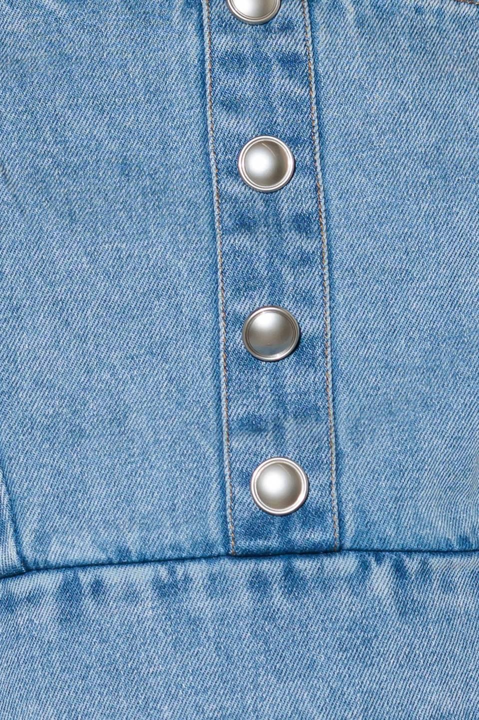 Ever So Sweet Light Indigo Denim Top, fabric swatch — Soul Flow Apparel
