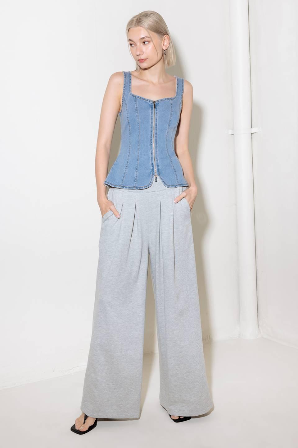 Almost Angelic Light Indigo Denim Top, view 1 — Soul Flow Apparel