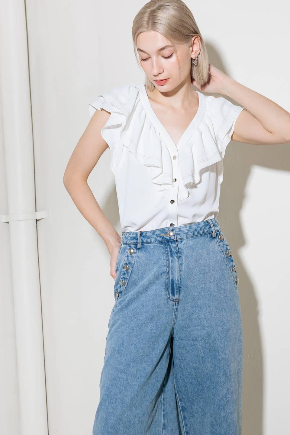 Made for Romance Off White Woven Top in off-white, view 1 — Soul Flow Apparel