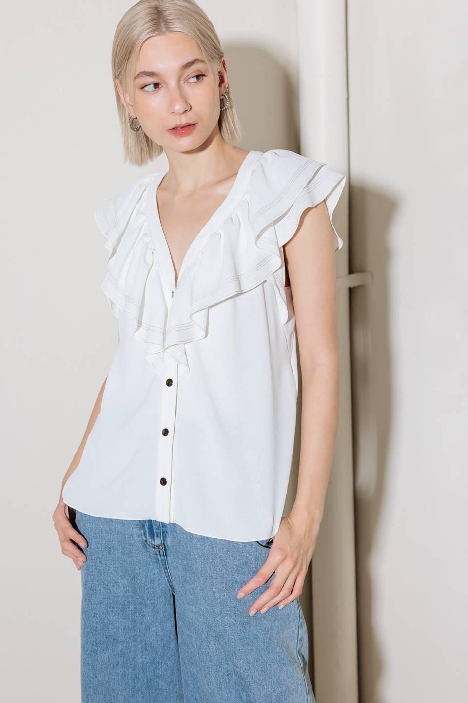 Made for Romance Off White Woven Top in off-white, view 7 — Soul Flow Apparel