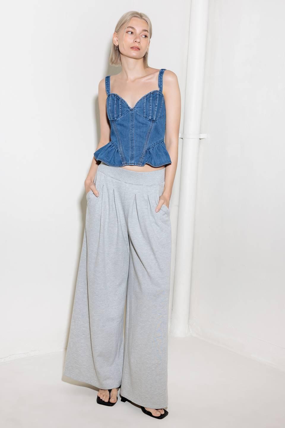 Whisper Softly Blue Denim Top, view 1 — Soul Flow Apparel