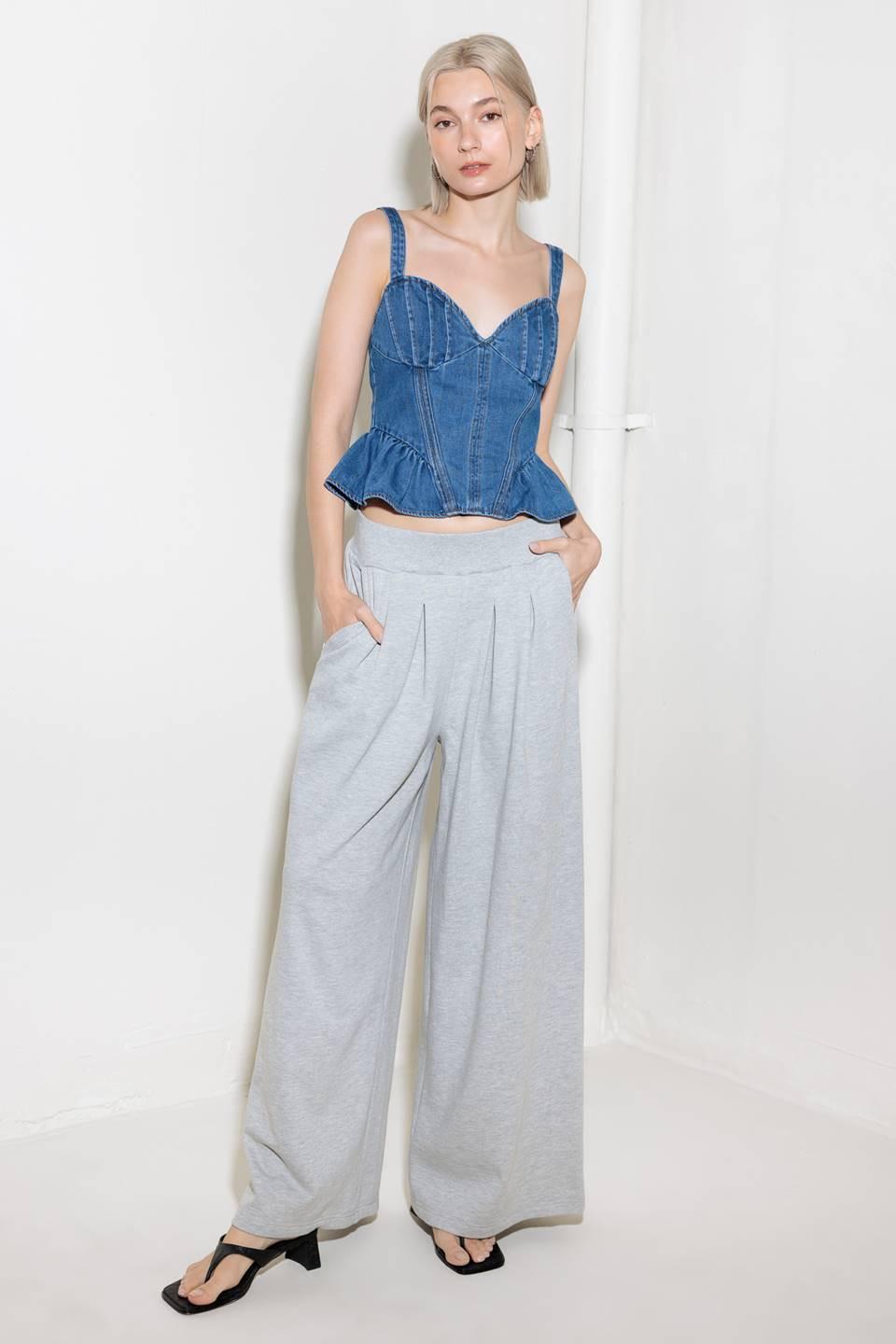 Whisper Softly Blue Denim Top, view 2 — Soul Flow Apparel