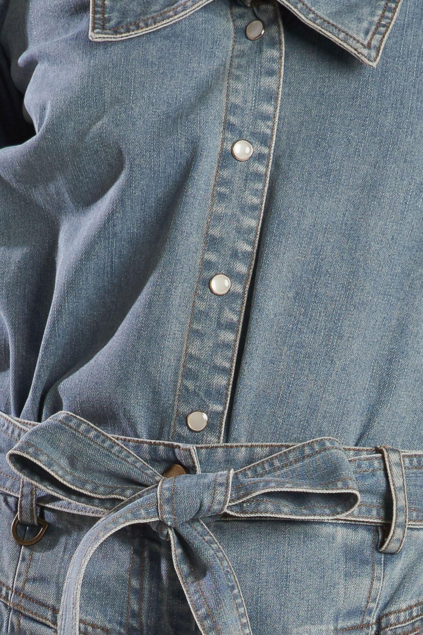 Eternal Sunshine Chambray Denim Top in light, fabric swatch — Soul Flow Apparel