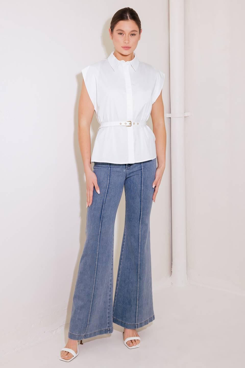 On Cloud Nine White Woven Top, view 1 — Soul Flow Apparel