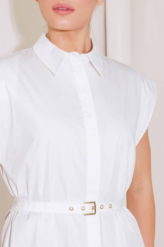 On Cloud Nine White Woven Top, view 4 — Soul Flow Apparel