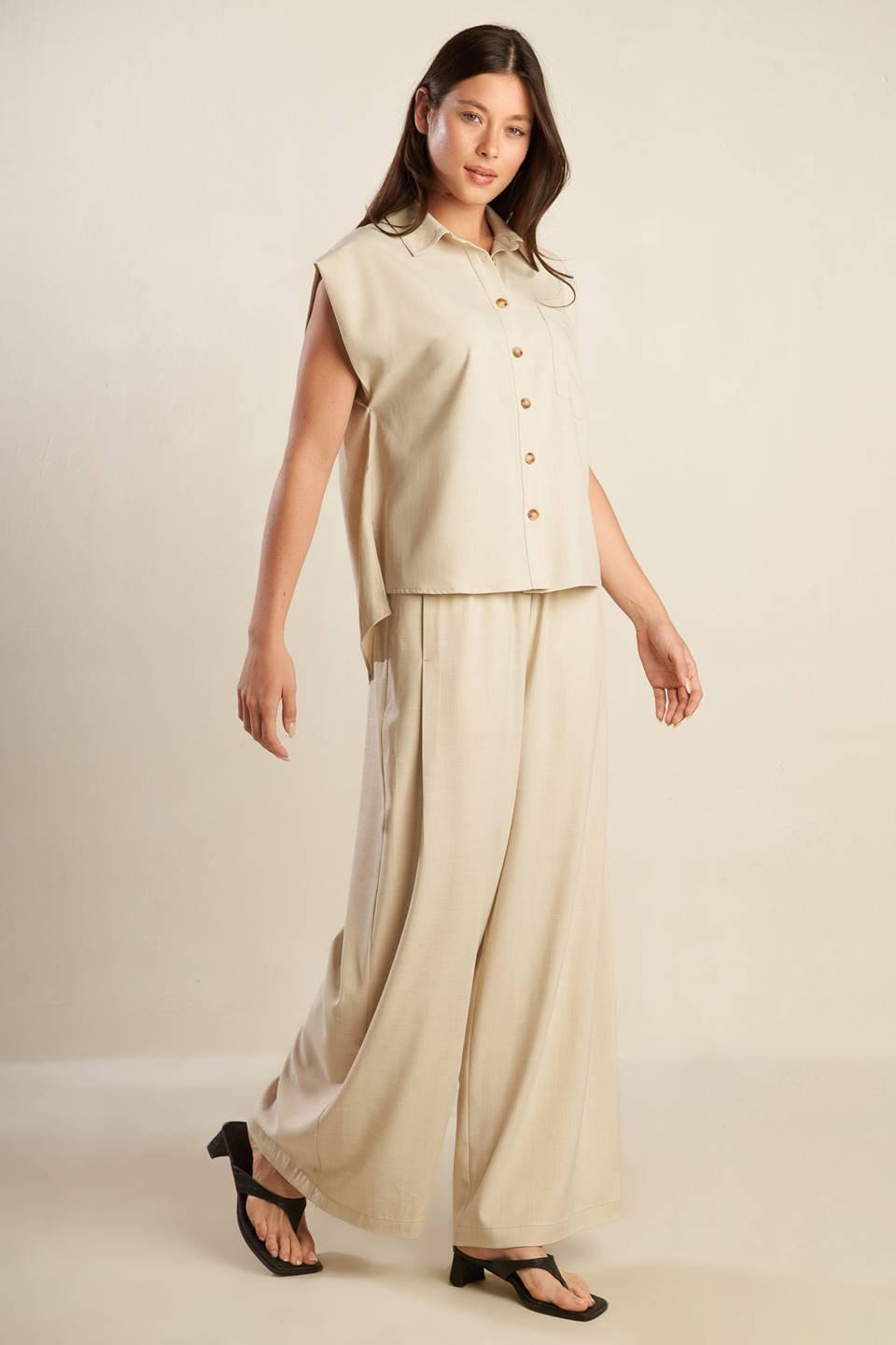Go with Grace Woven Shirt in natural, view 3 — Soul Flow Apparel