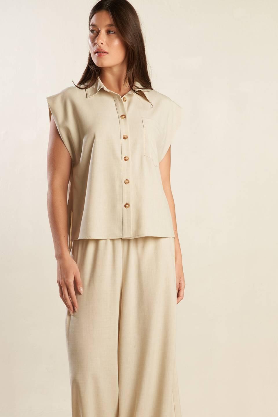 Go with Grace Woven Shirt in natural, view 4 — Soul Flow Apparel