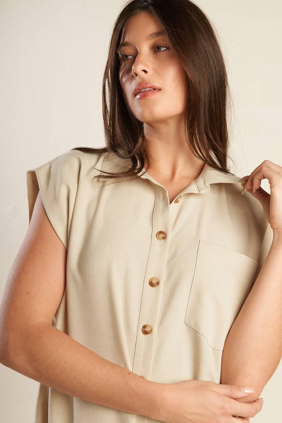 Go with Grace Woven Shirt in natural, view 5 — Soul Flow Apparel