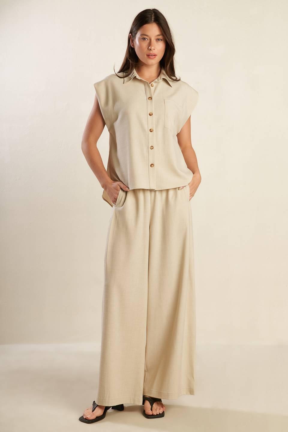 Go with Grace Woven Shirt in natural, view 6 — Soul Flow Apparel