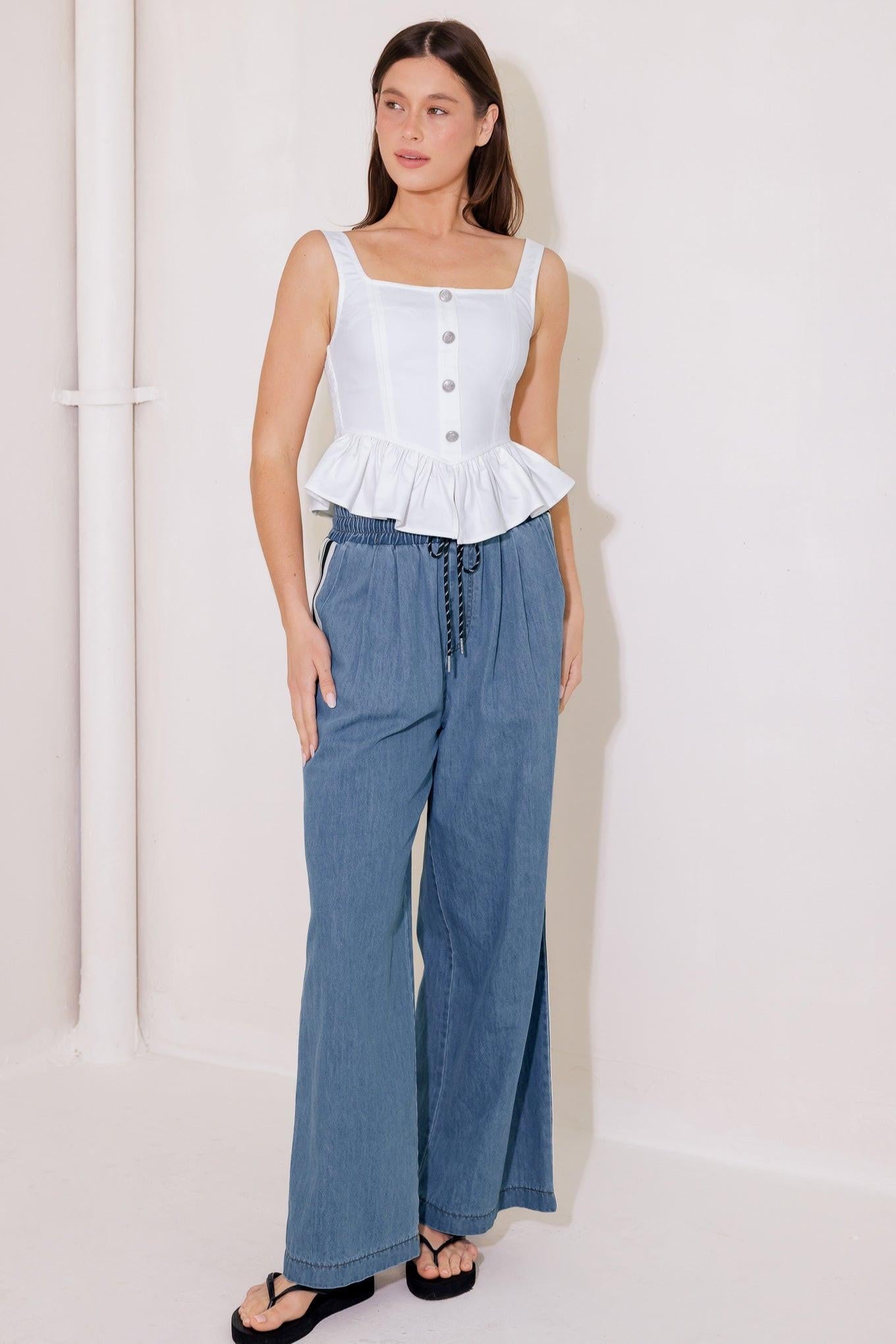 In This Moment White Woven Top, view 1 — Soul Flow Apparel