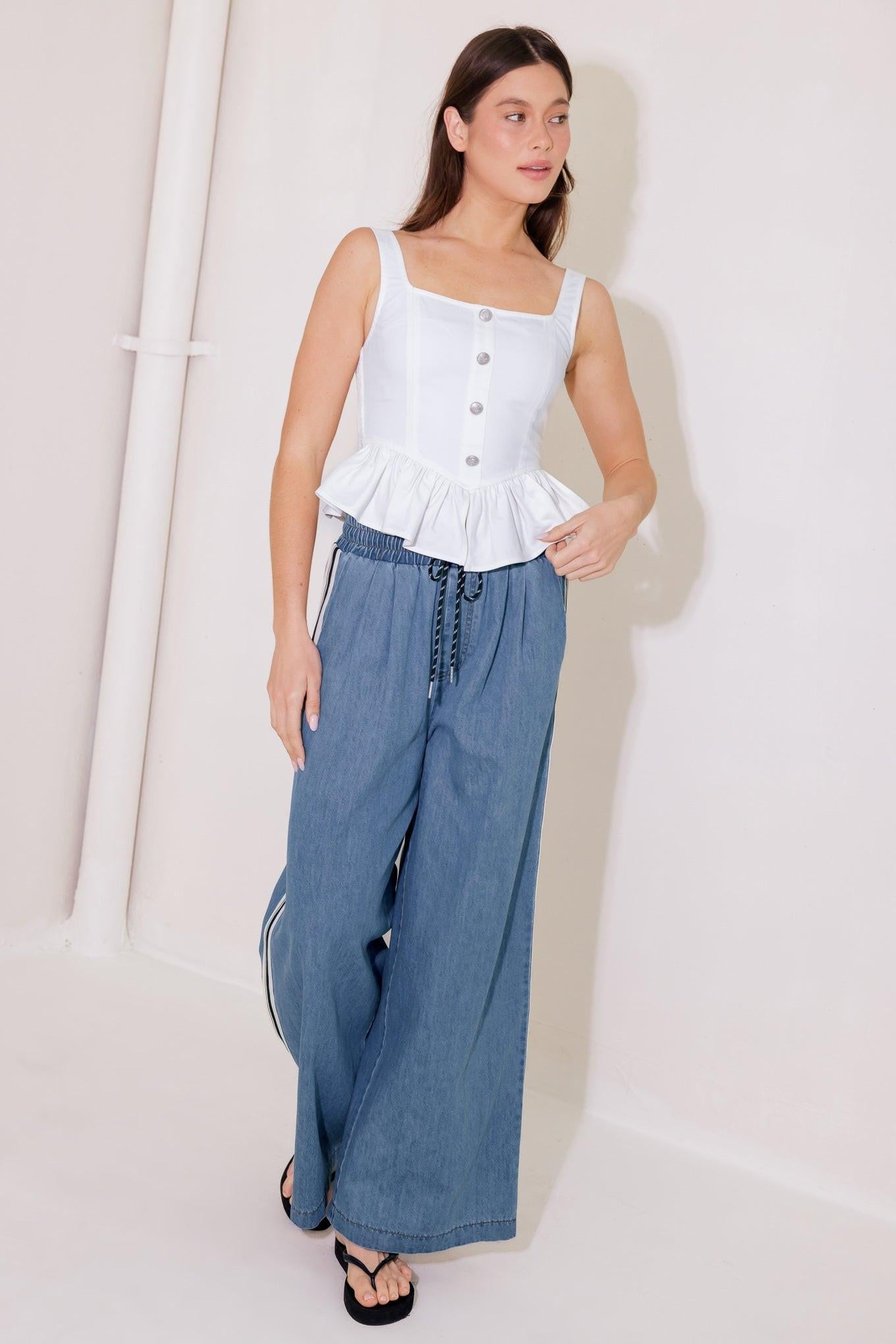 In This Moment White Woven Top, view 2 — Soul Flow Apparel