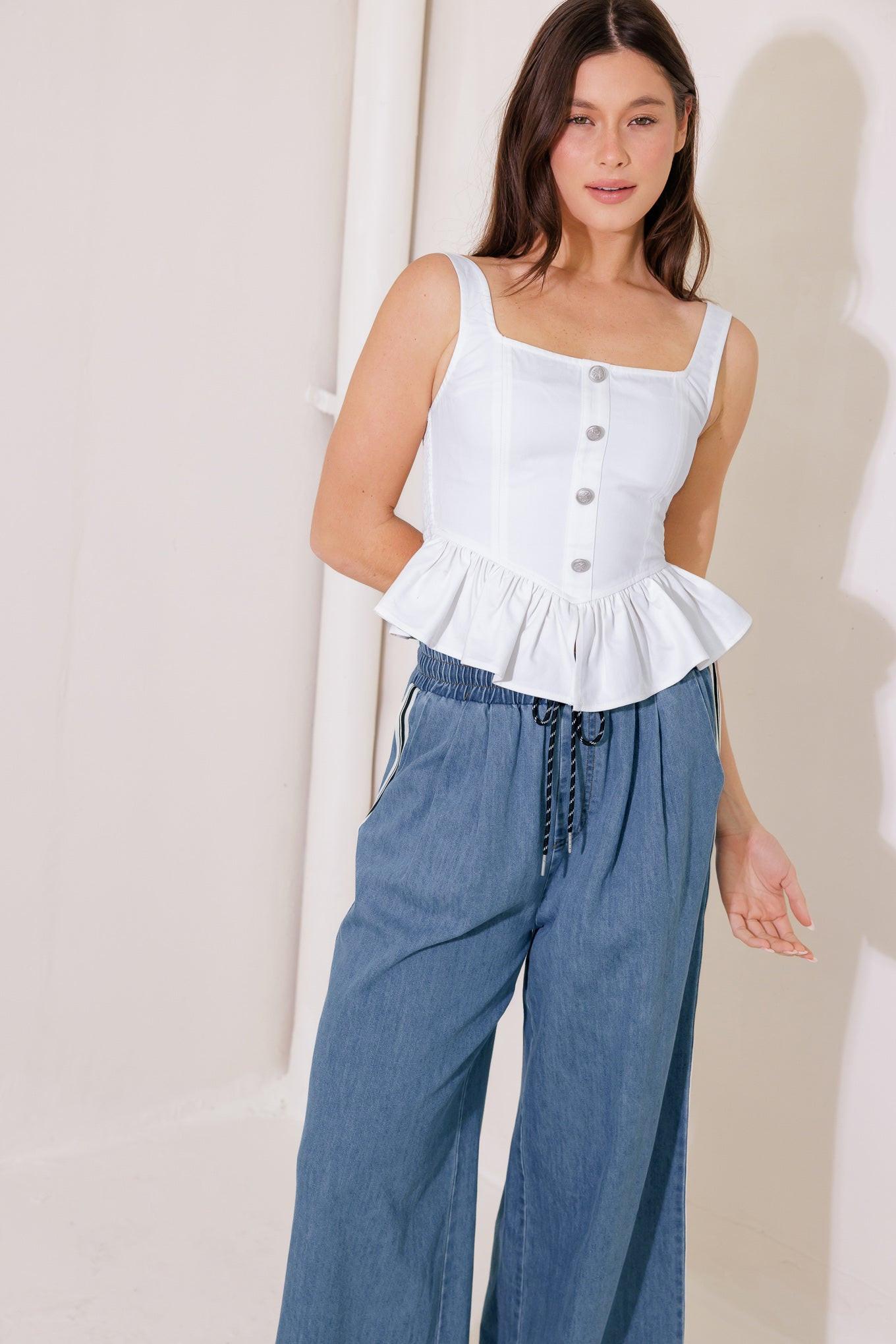 In This Moment White Woven Top, view 3 — Soul Flow Apparel