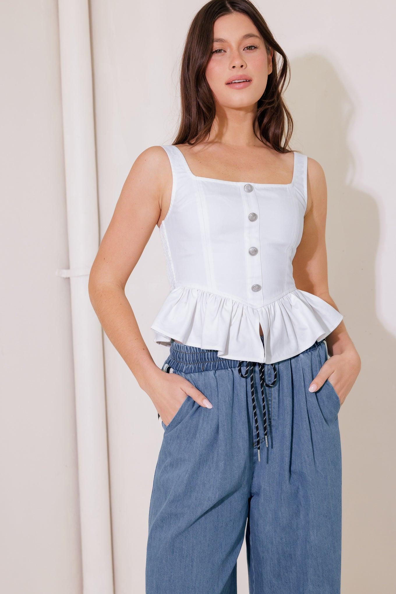 In This Moment White Woven Top, view 4 — Soul Flow Apparel