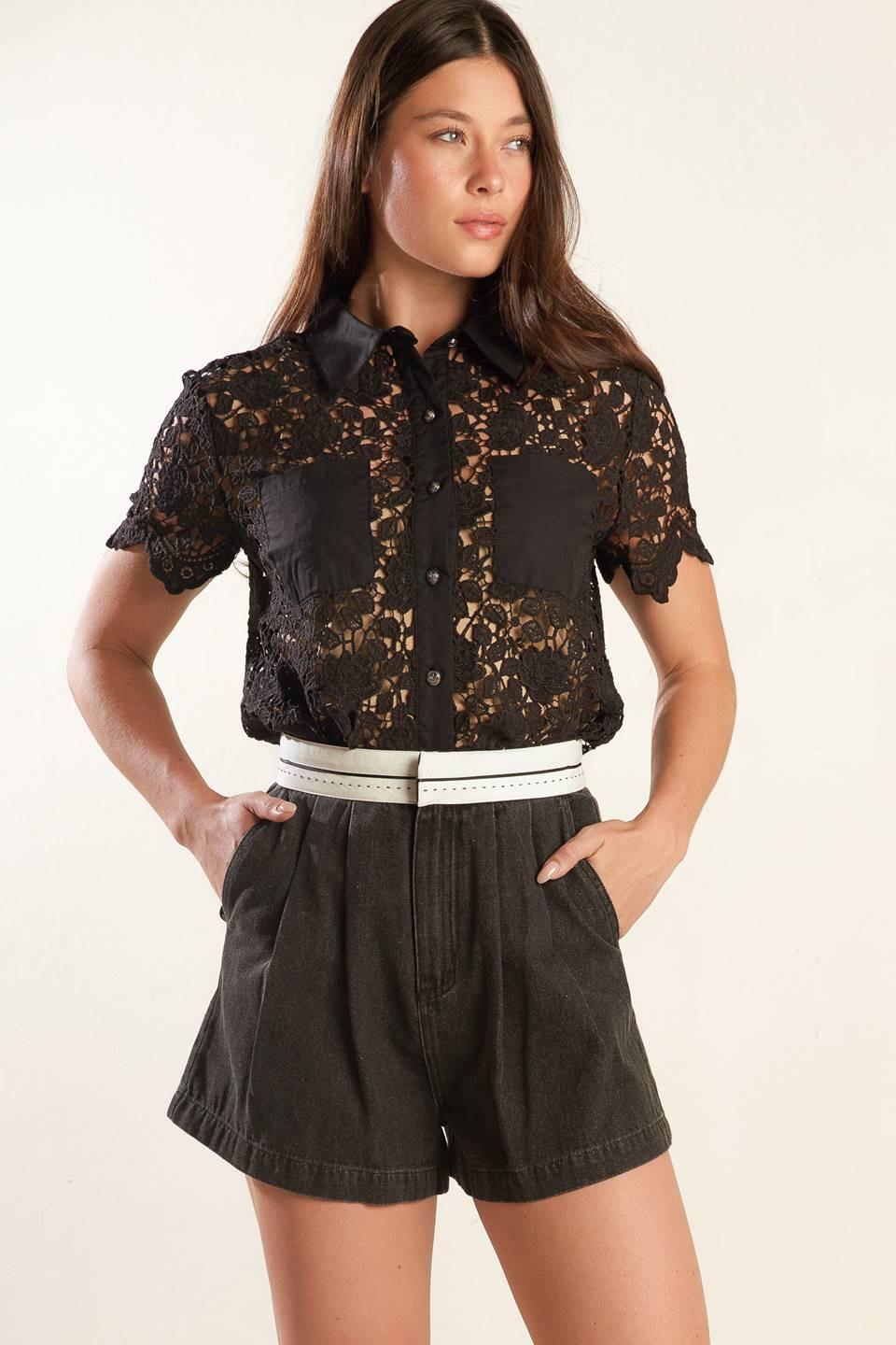 Dream of the Fleet Woven Lace Top in black, view 8 — Soul Flow Apparel