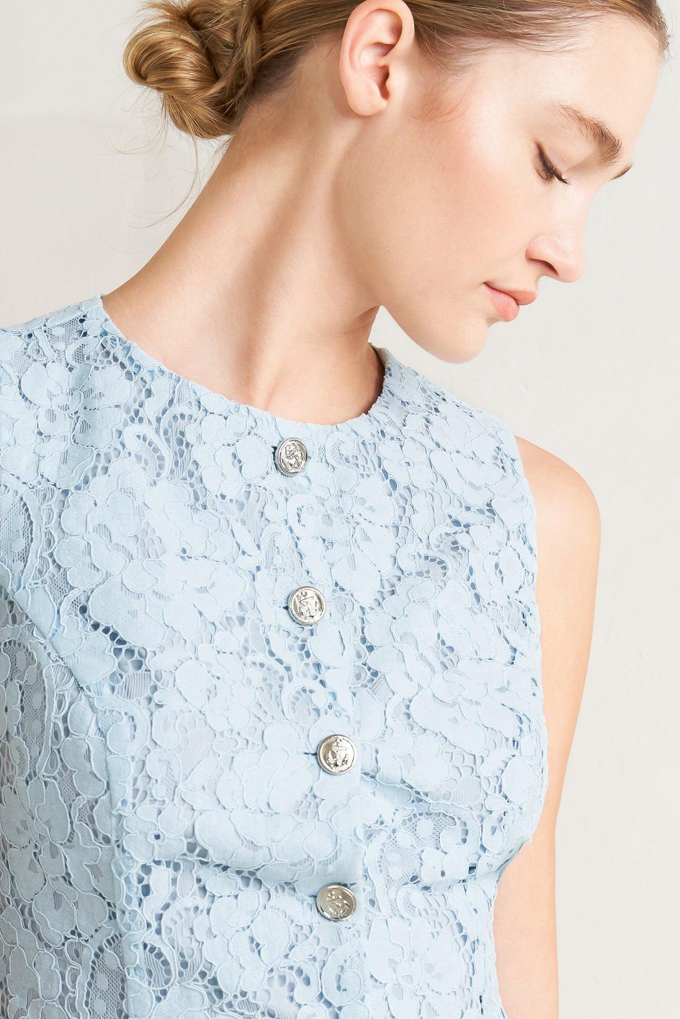 Sweet But Strong Woven Vest in light blue, view 3 — Soul Flow Apparel