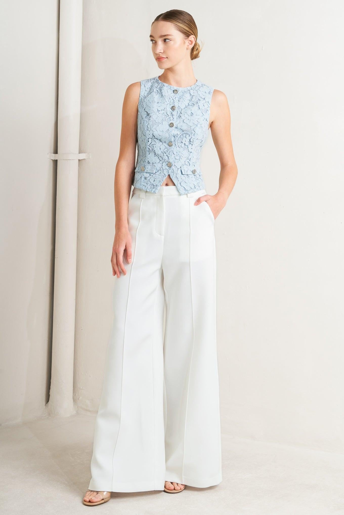 Sweet But Strong Woven Vest in light blue, view 8 — Soul Flow Apparel