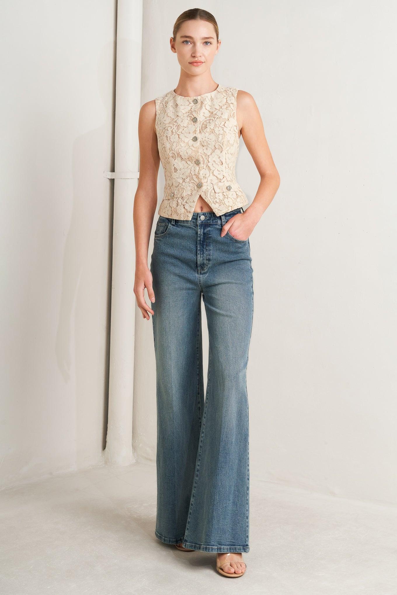 Sweet But Strong Woven Vest in light peach, view 2 — Soul Flow Apparel