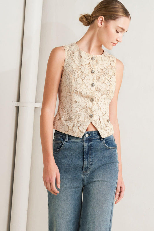 Sweet But Strong Woven Vest in light peach, view 4 — Soul Flow Apparel