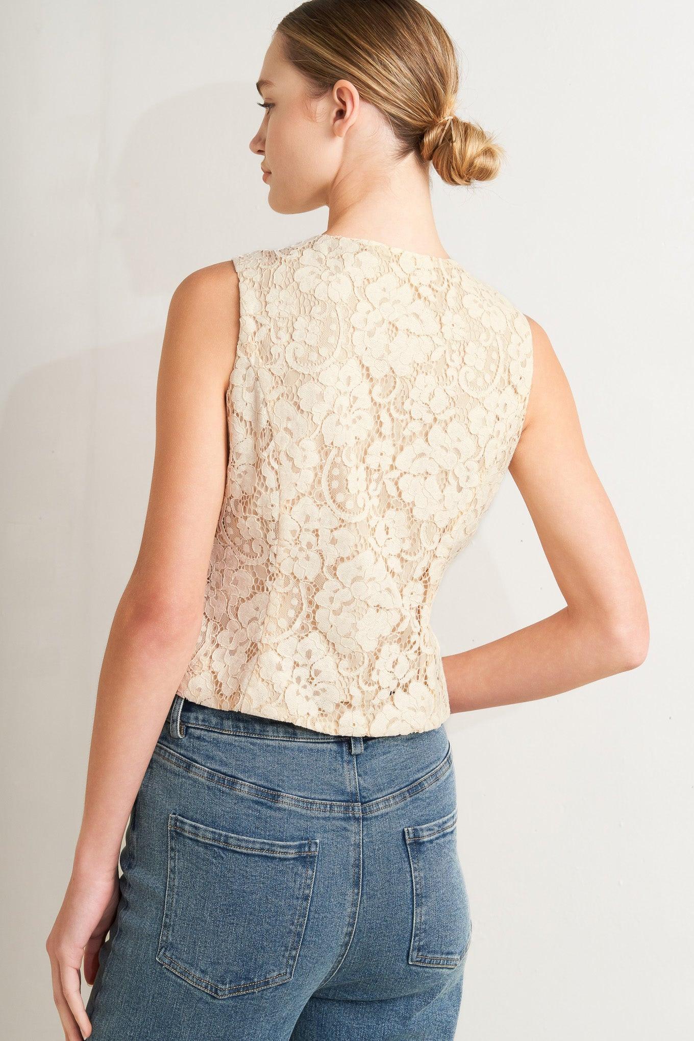 Sweet But Strong Woven Vest in light peach, view 7 — Soul Flow Apparel