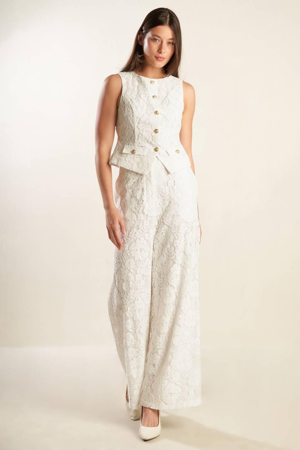 Think Later Woven Lace Vest in white, view 4 — Soul Flow Apparel
