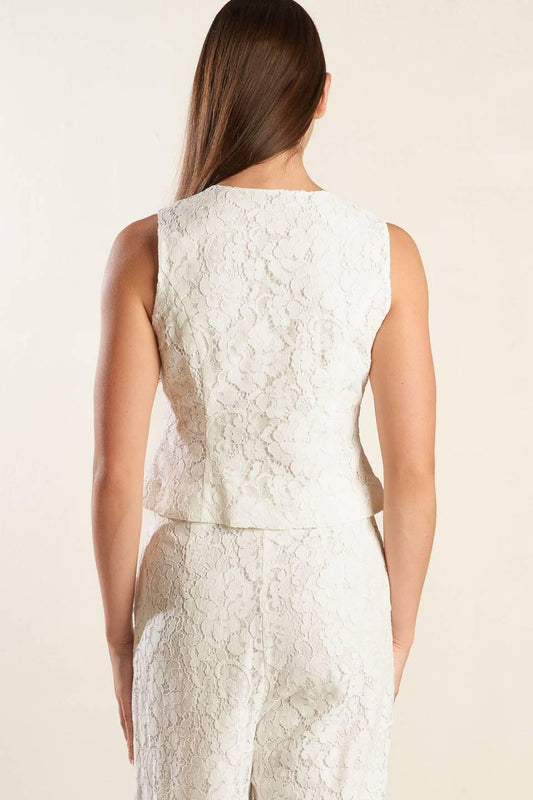 Think Later Woven Lace Vest in white, view 6 — Soul Flow Apparel