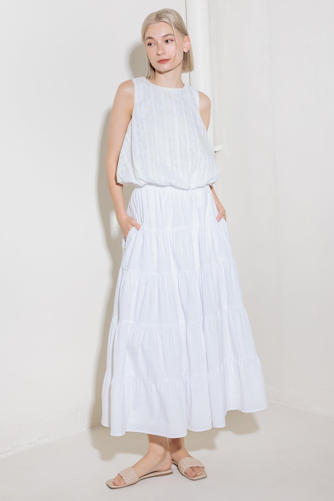 Timeless with Edge Woven Lace Top in white, view 3 — Soul Flow Apparel