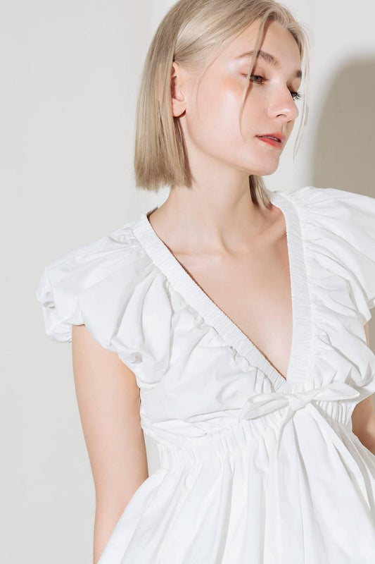 Slow Down in White Woven Top, view 2 — Soul Flow Apparel