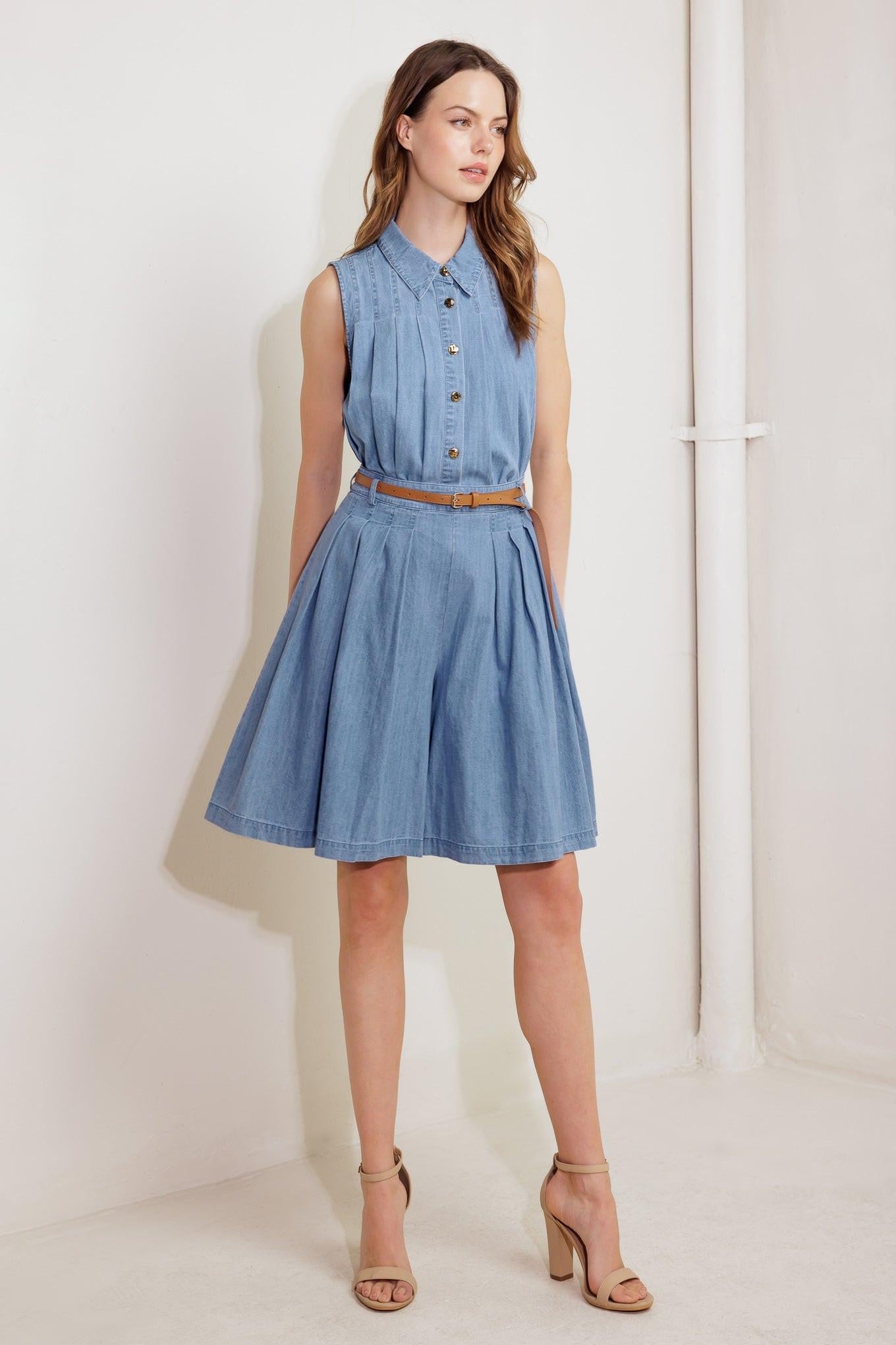 Serenity Hill Chambray Top in light blue denim, view 4 — Soul Flow Apparel