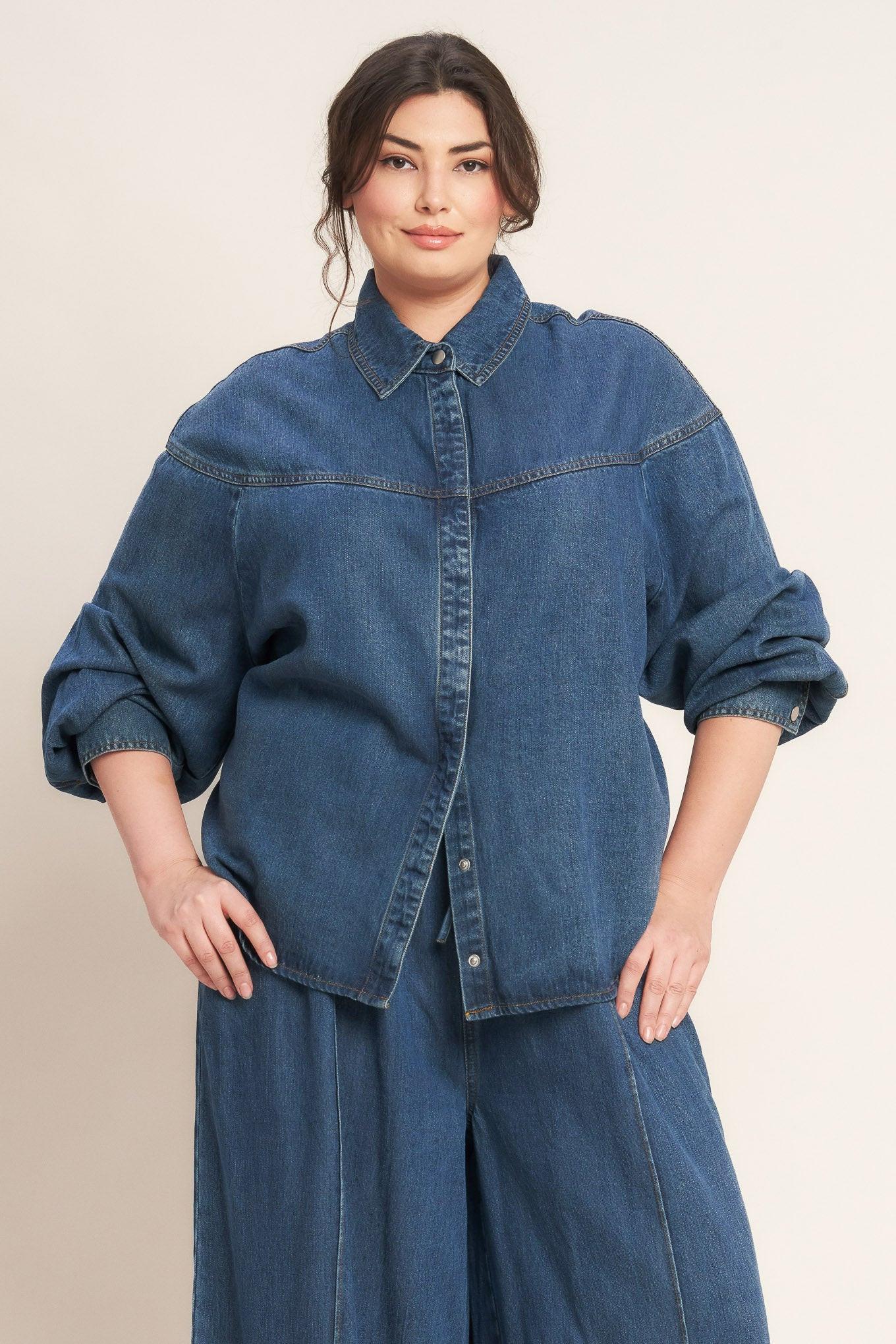 Offline Edge Indigo Denim Top, view 1 — Soul Flow Apparel