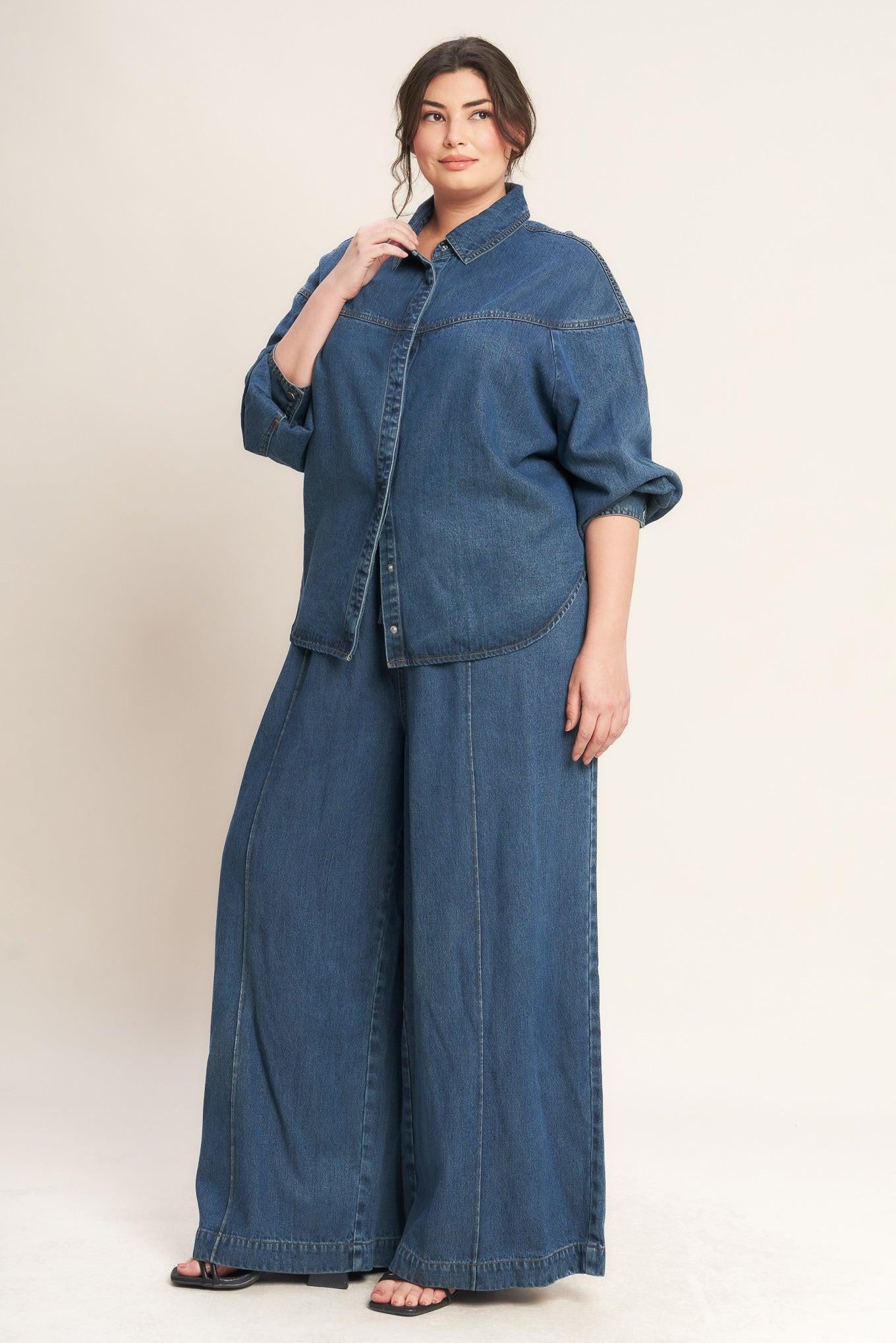 Offline Edge Indigo Denim Top, view 2 — Soul Flow Apparel