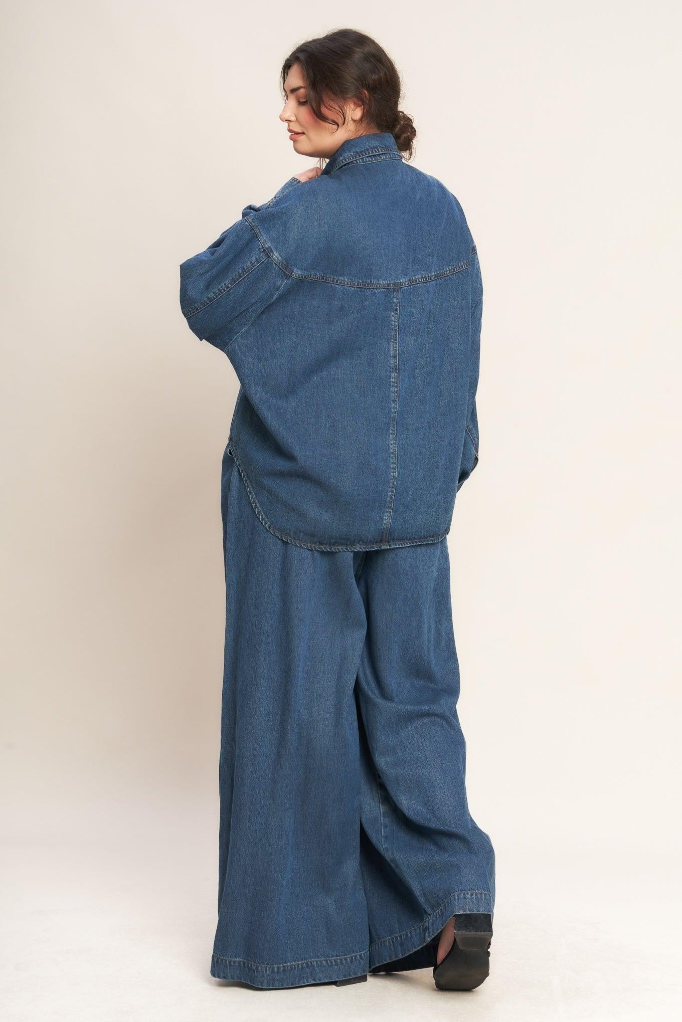 Offline Edge Indigo Denim Top, view 3 — Soul Flow Apparel