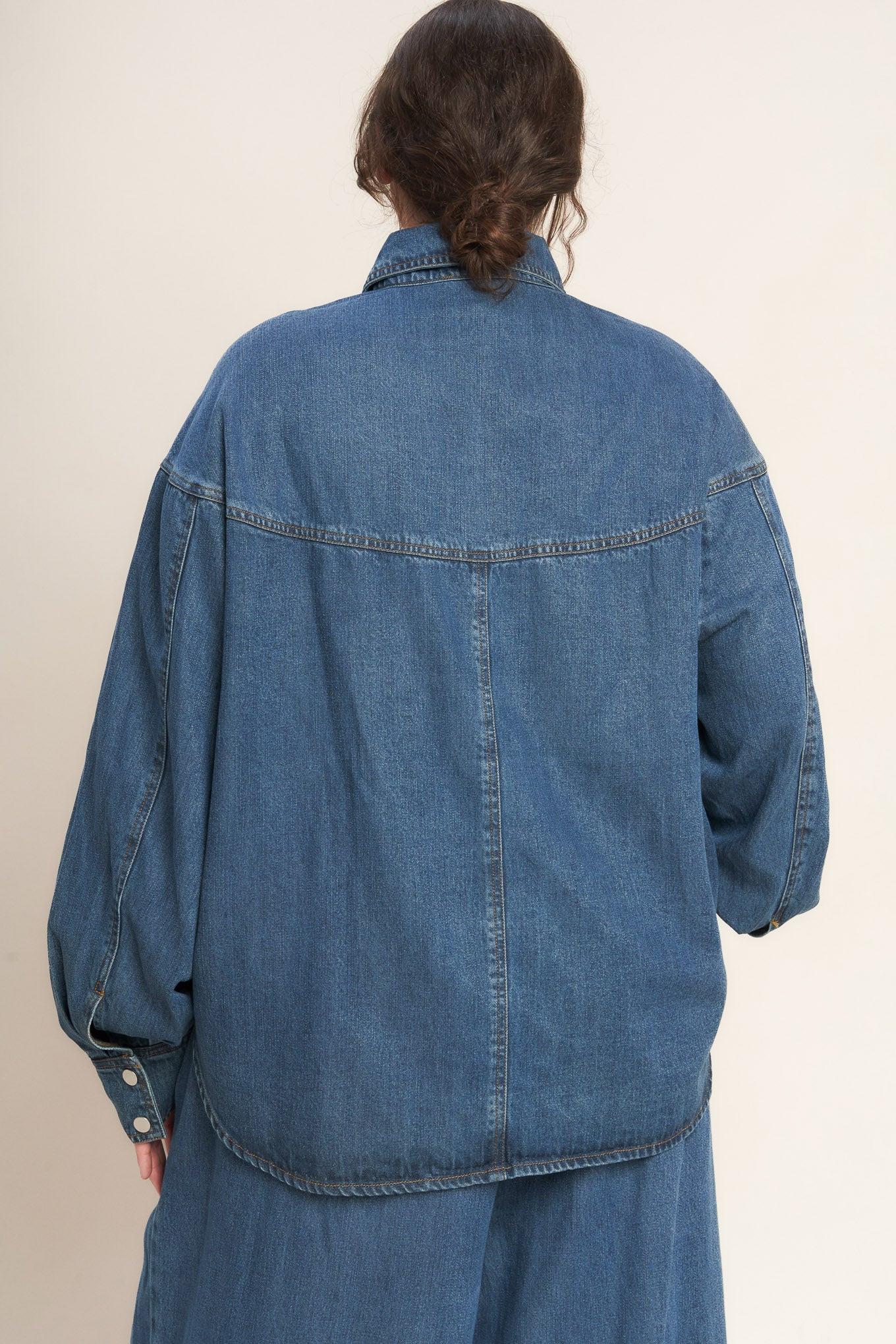 Offline Edge Indigo Denim Top, view 4 — Soul Flow Apparel