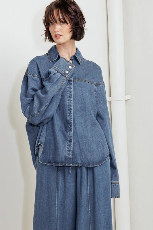Offline Edge Indigo Denim Top, view 1 — Soul Flow Apparel