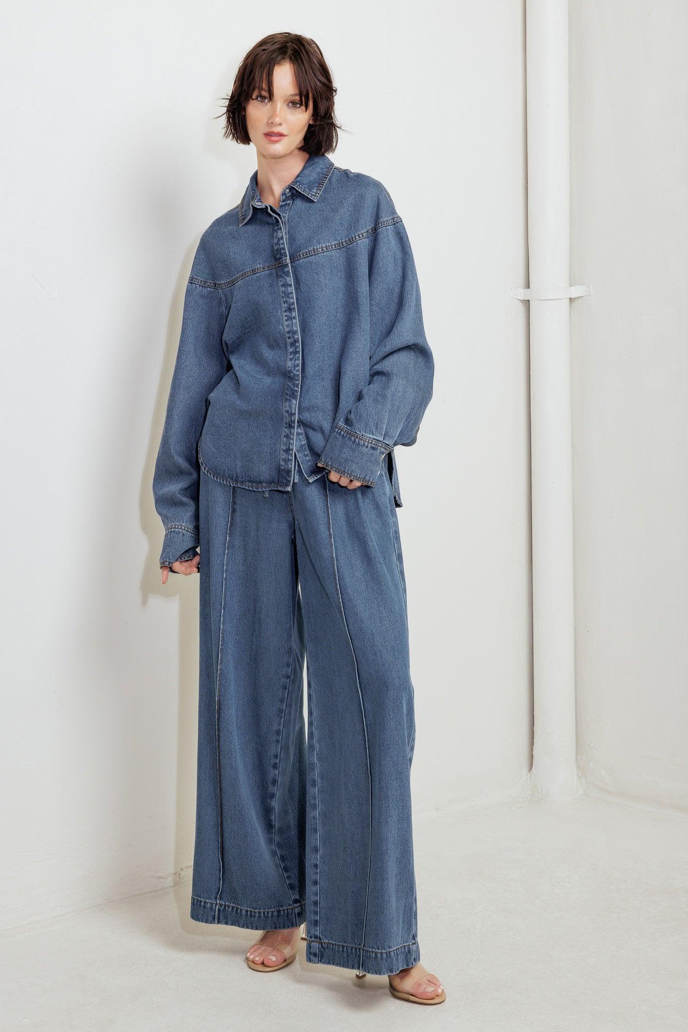 Offline Edge Indigo Denim Top, view 2 — Soul Flow Apparel
