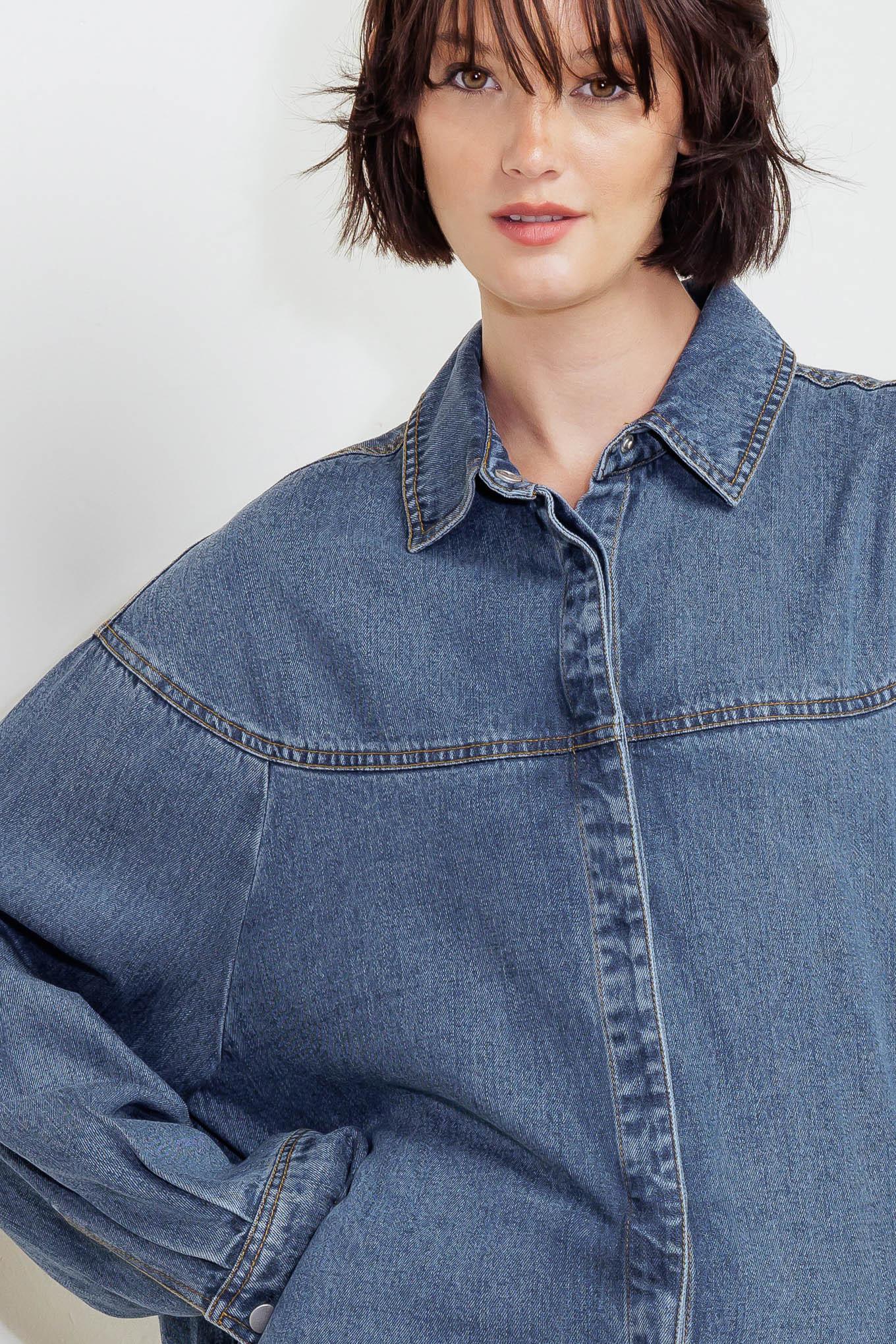 Offline Edge Indigo Denim Top, view 3 — Soul Flow Apparel
