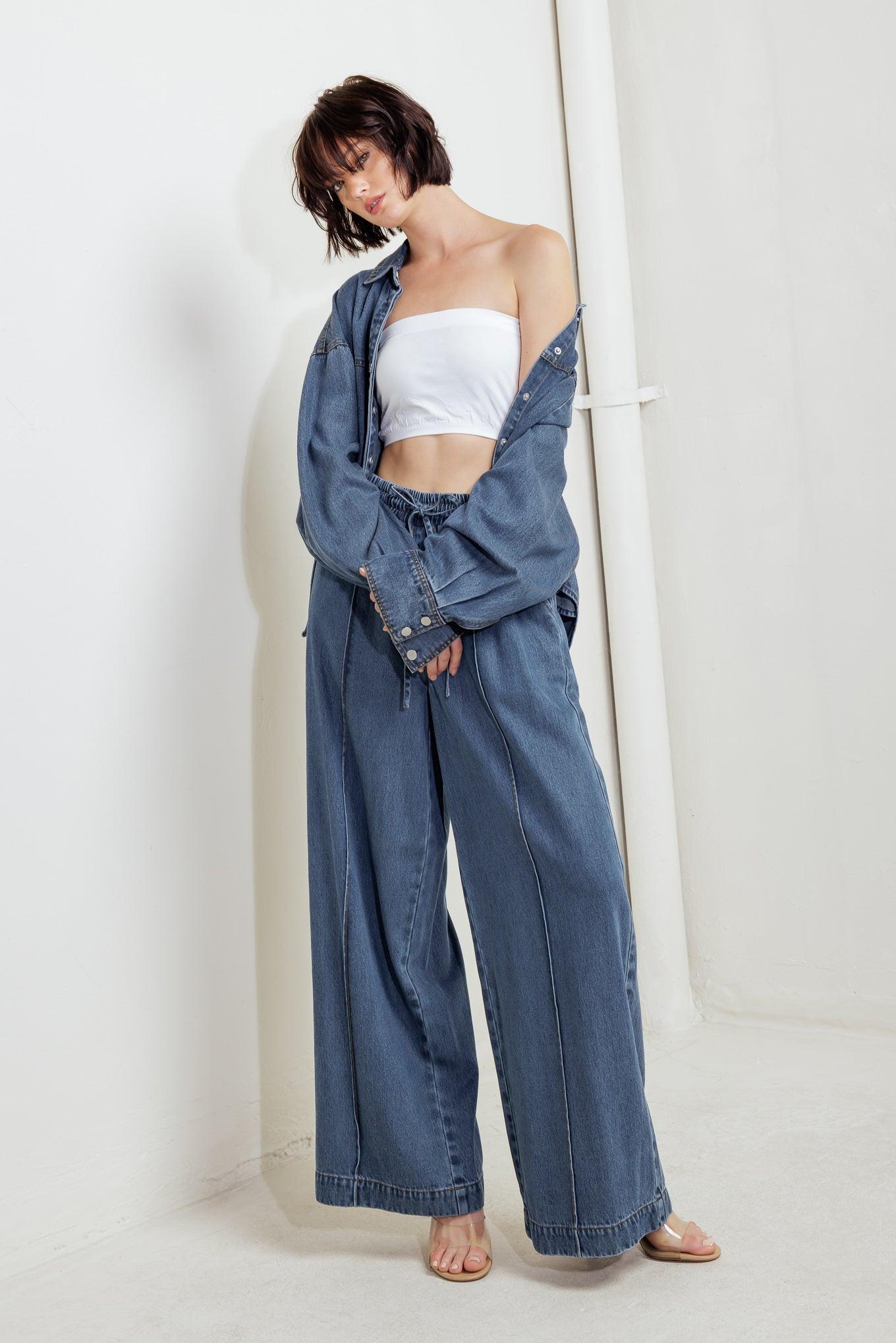 Offline Edge Indigo Denim Top, view 4 — Soul Flow Apparel