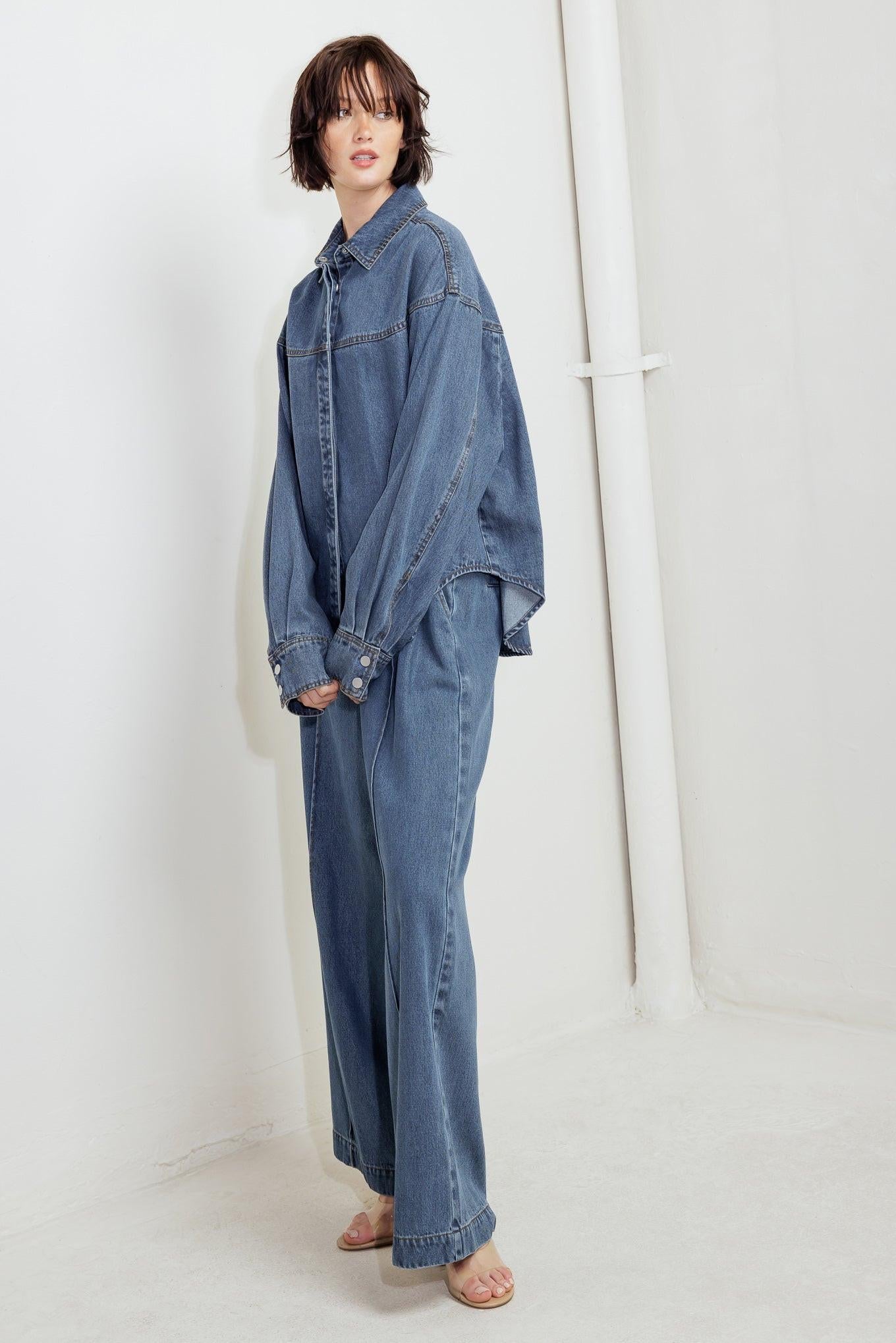 Offline Edge Indigo Denim Top, view 5 — Soul Flow Apparel
