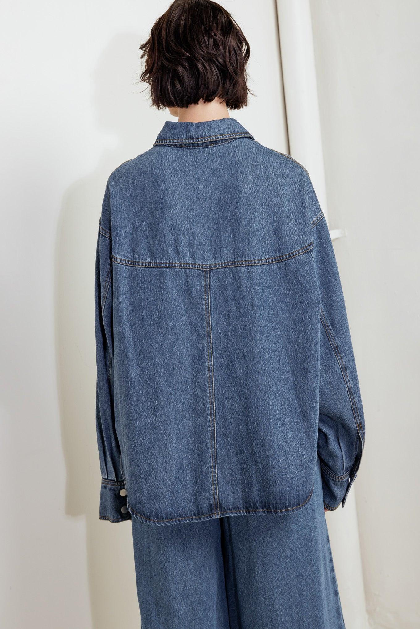 Offline Edge Indigo Denim Top, view 6 — Soul Flow Apparel
