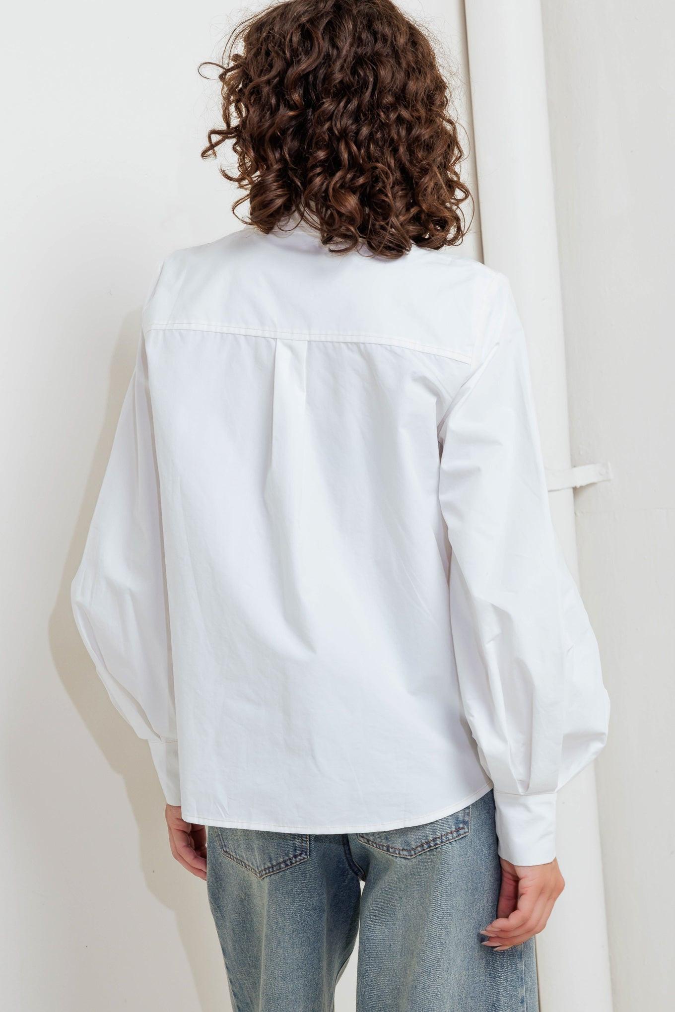 White Noise Solid Woven Top, view 7 — Soul Flow Apparel