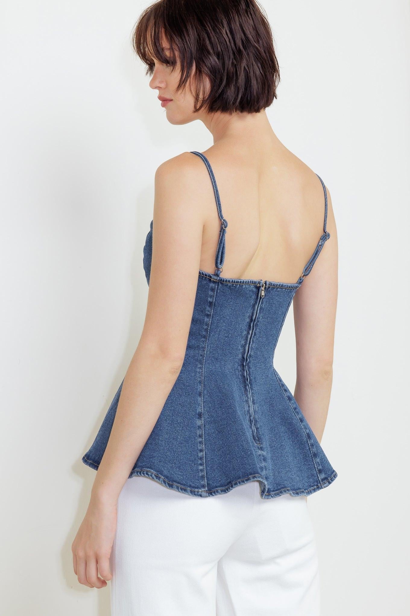 Power Poise Indigo Cami Top, view 7 — Soul Flow Apparel