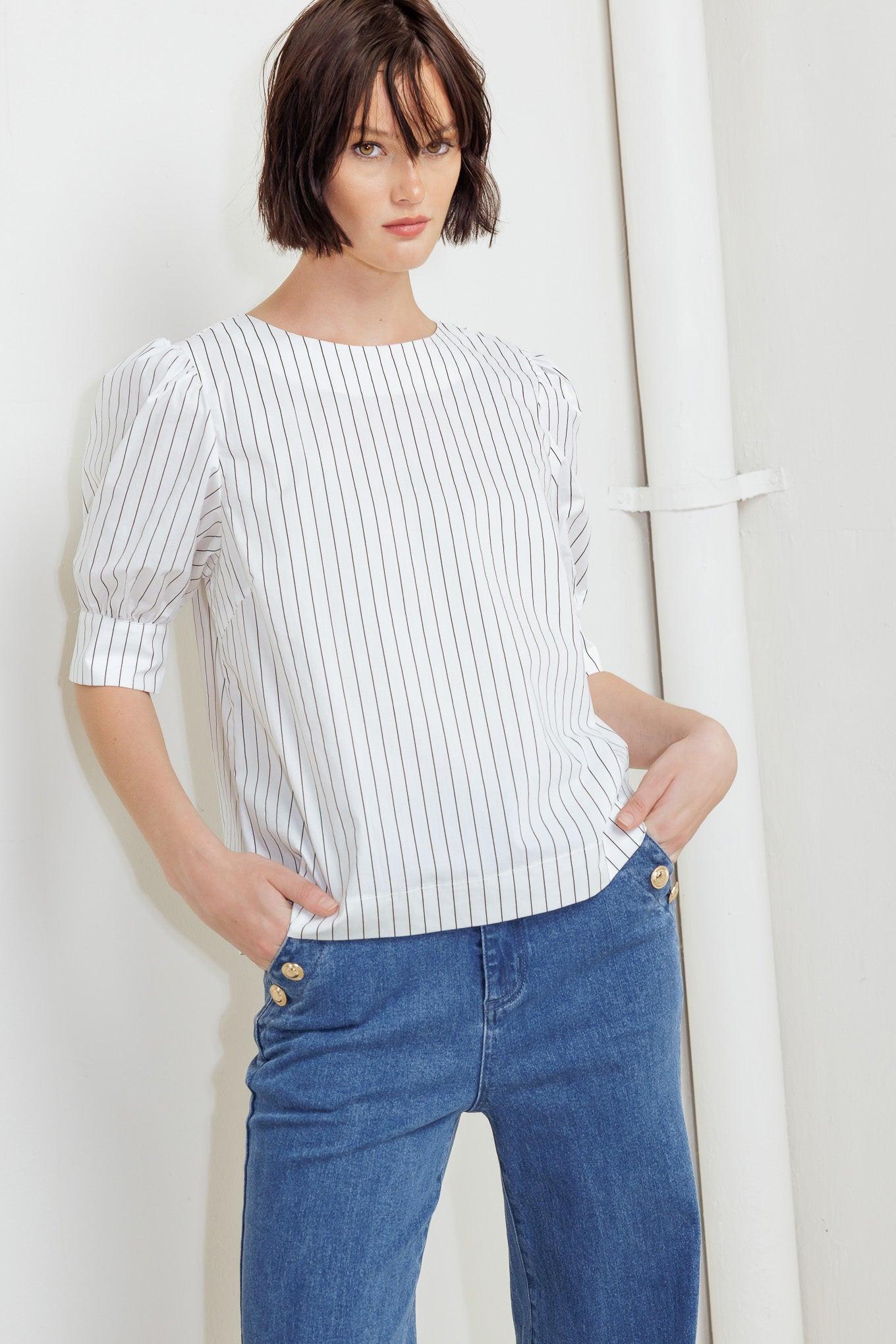 Cocoon Hour White Woven Top, view 1 — Soul Flow Apparel