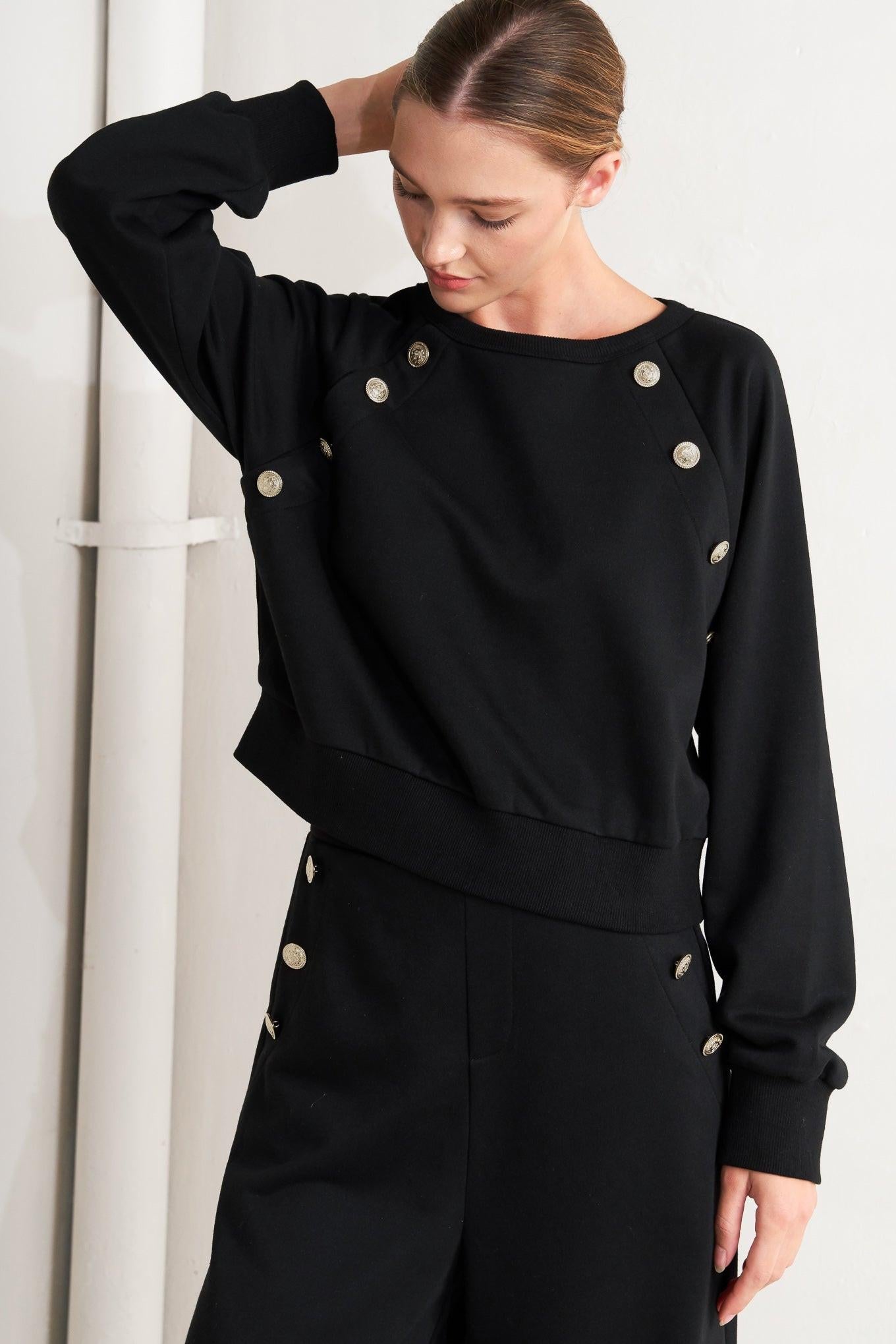 Black Regiment Woven Top, view 2 — Soul Flow Apparel