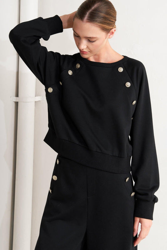 Black Regiment Woven Top, view 2 — Soul Flow Apparel