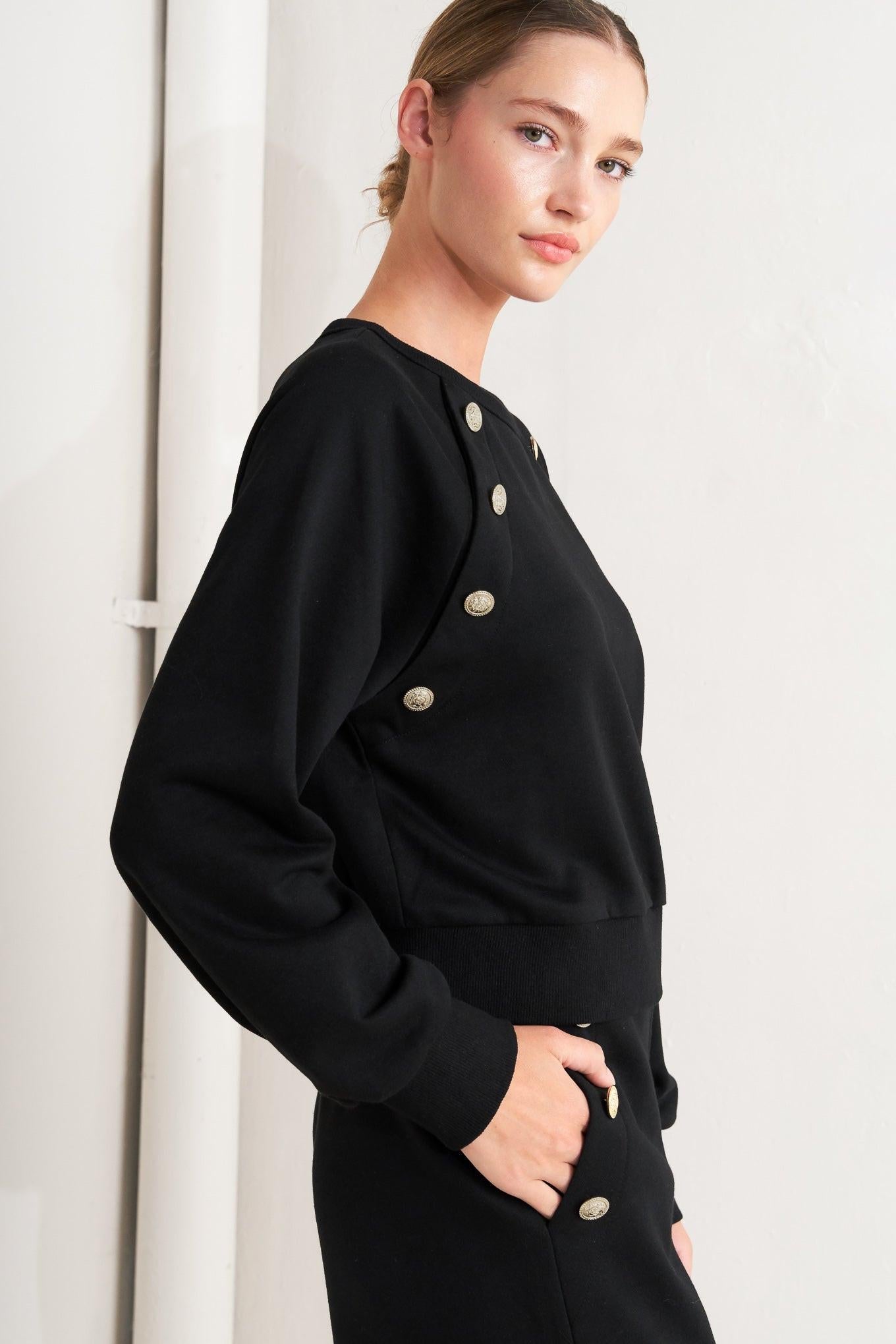 Black Regiment Woven Top, view 3 — Soul Flow Apparel