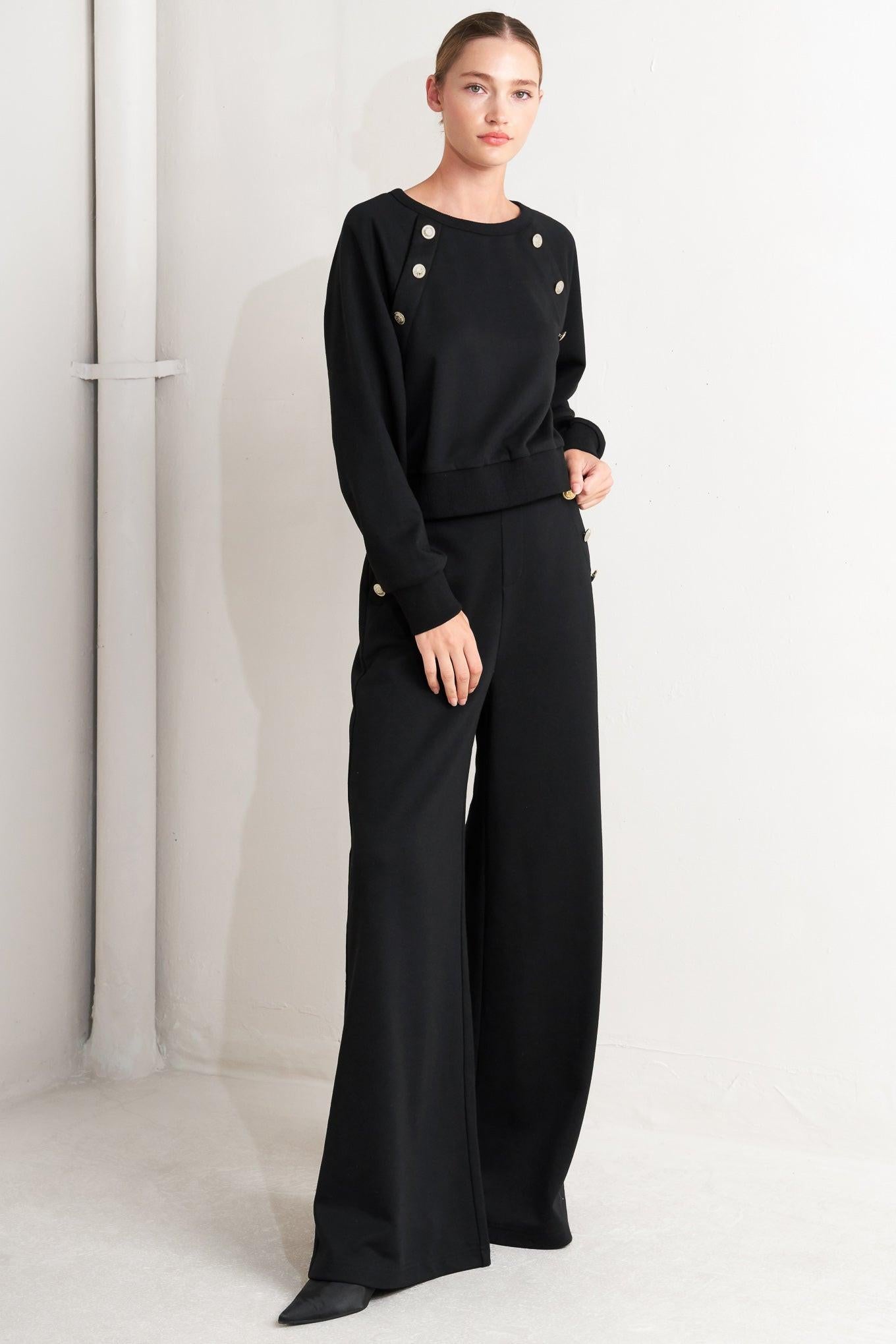 Black Regiment Woven Top, view 6 — Soul Flow Apparel